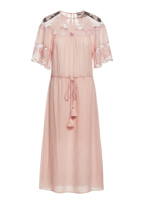 Berenice Ripaya Pink Cotton Maxi Dress with Floral Embroidery and Lace Berenice |  | 22RIPAYAROSE PINK